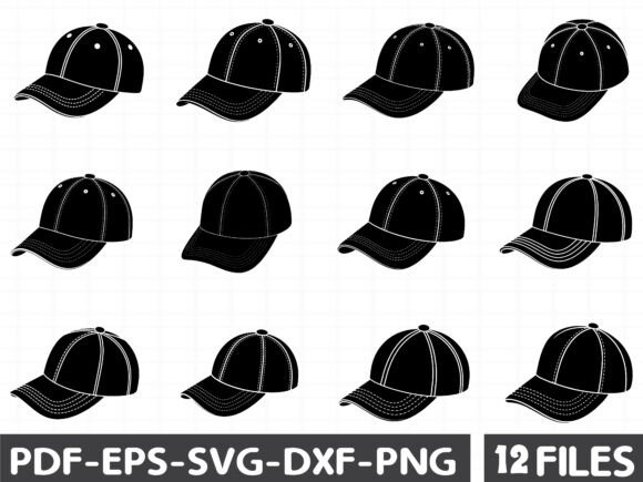 Baseball Cap SVG Bundle Graphics for Crafting