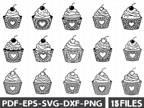 Cupcake SVG File & Cupcake Heart SVG — Graphics for Illustrations
