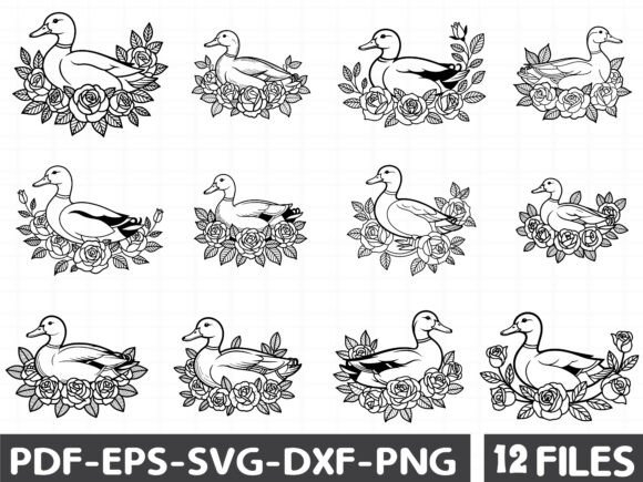 Cute Floral Duck SVG, Cute Duck