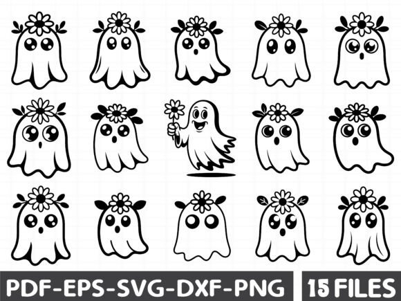 Daisy Flower Ghost SVG Bundle Graphics