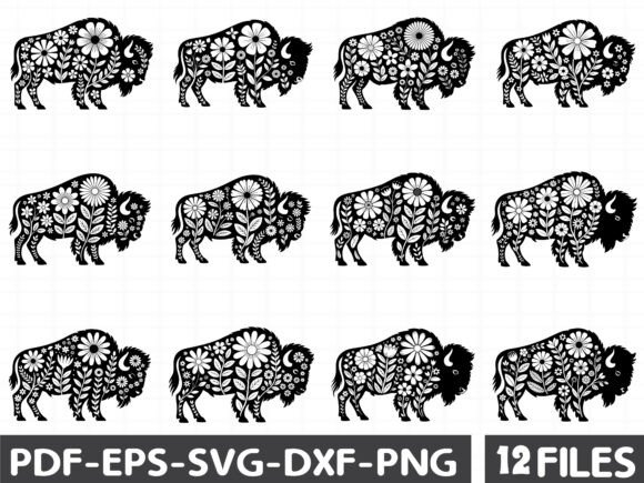 Floral Buffalo Stencil Graphics for Branding