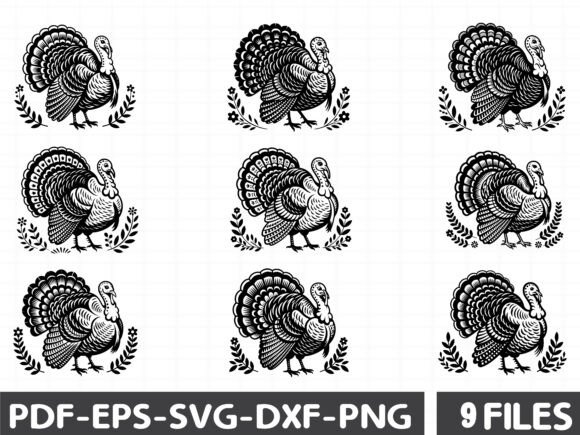 Floral Turkey Stencil Graphics for Crafting