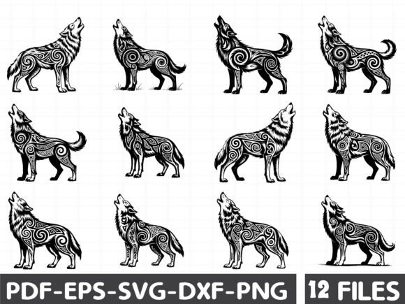 Floral Wolf Howling Graphics