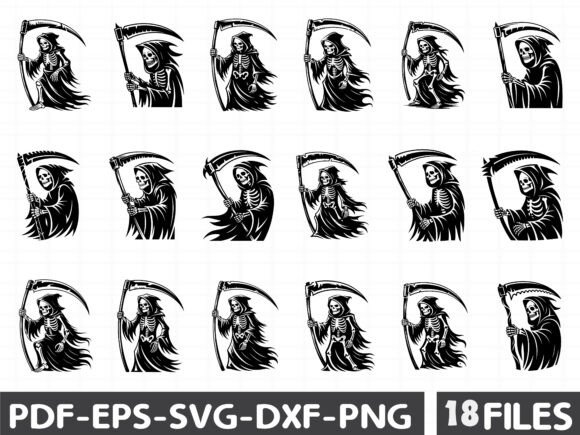 Grim Reaper Skeleton Cut Graphics for Dark Themes