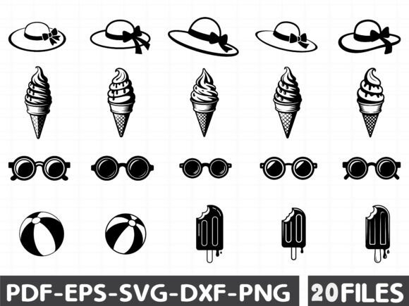 Minimal Summer Silhouette Vector Set Graphics