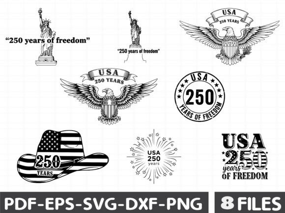Patriotic USA 250 Years of Freedom Graphics