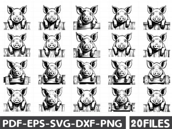 Peeking Pig Head Graphics for Modern Editorial Design
