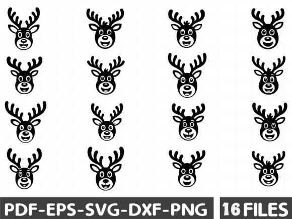 Reindeer Face Cute and Smiley SVG Bundle Graphics for Local Branding
