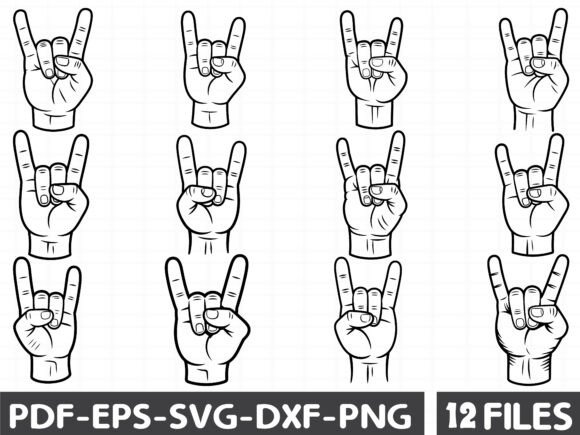 Rock N Roll Hand Sign SVG Graphics for Bold Editorial Design