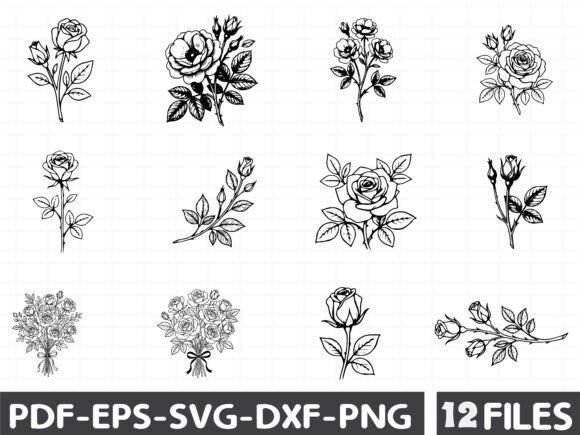 Rose Flower Vector Set Graphics for Local Business Branding