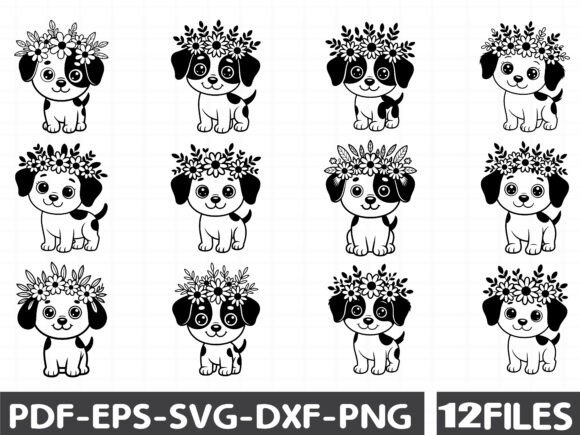 Spring Blossom Puppy Graphics for Editorial and Web Design