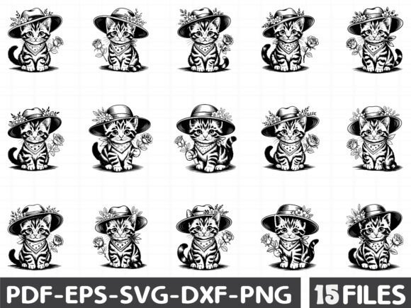 Spring Cats Clipart Bundle Graphics and Illustrations