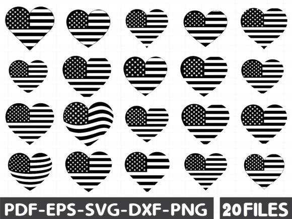 USA American Flag Heart Svg Graphics for Digital Sellers