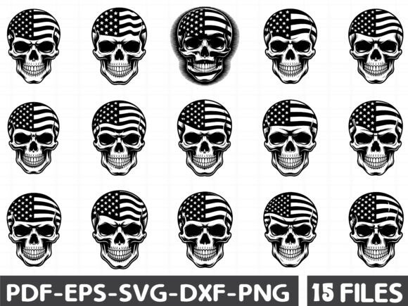 USA Flag Skull SVG Bundle: Patriotic Graphics & Illustrations