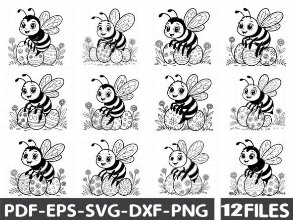 Whimsical Easter Bee Graphics for Crafting